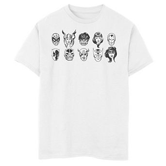 Boys 8-20 Marvel The Avengers Line Art Headshots Graphic Tee