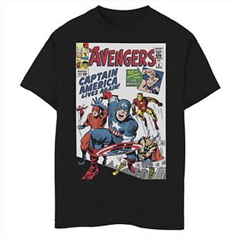 Boys 8-20 Marvel The Avengers Retro Comic Book Cover Graphic Tee