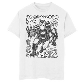 Boys 8-20 Marvel Iron Man Woodcut Portrait Graphic Tee