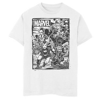 Boys 8-20 Marvel Avengers Comic Cover Wooduct Graphic Tee