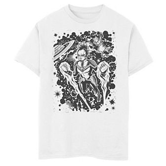 Boys 8-20 Captain Marvel Woodcut Portrait Graphic Tee