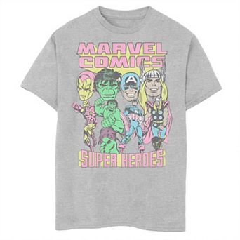 Boys 8-20 Marvel Comics Super Heroes Vintage Collage Portrait Graphic Tee