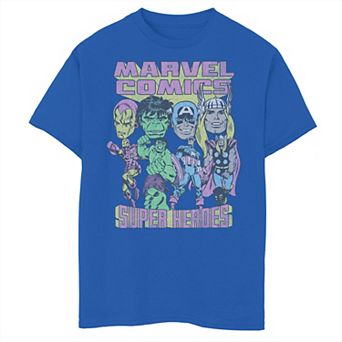Boys 8-20 Marvel Comics Super Heroes Vintage Collage Portrait Graphic Tee
