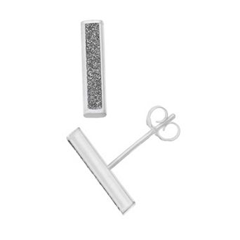 Aleure Precioso Sterling Silver Glitter Bar Post Earrings