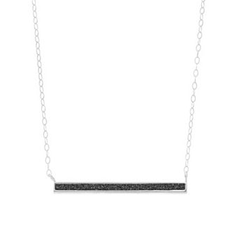 Aleure Precioso Sterling Silver Glitter Bar Necklace