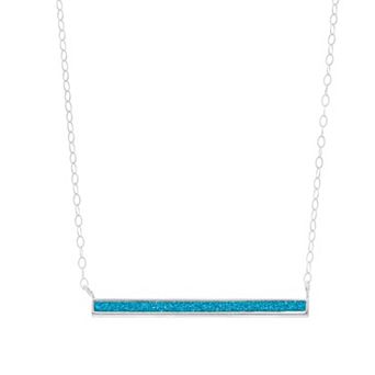Aleure Precioso Sterling Silver Glitter Bar Necklace