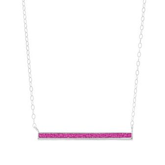 Aleure Precioso Sterling Silver Glitter Bar Necklace