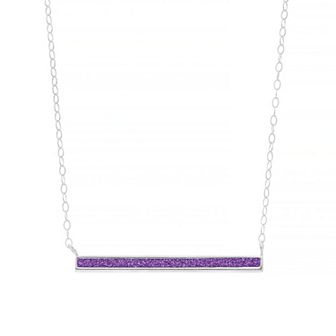 Aleure Precioso Sterling Silver Glitter Bar Necklace