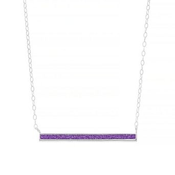 Aleure Precioso Sterling Silver Glitter Bar Necklace