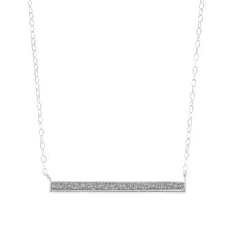 Aleure Precioso Sterling Silver Glitter Bar Necklace