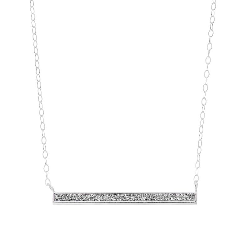 Aleure Precioso Sterling Silver Glitter Bar Necklace, Womens, Size: 18