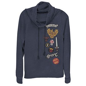 Disney / Pixar's Onward Juniors' Barley Vest Patches Cowlneck Graphic Lightweight Long Sleeve