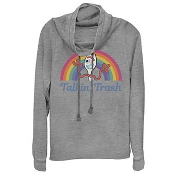 Disney / Pixar's Toy Story 4 Juniors' Forky Talkin' Trash Rainbow Poster Cowlneck Graphic Lightweight Long Sleeve