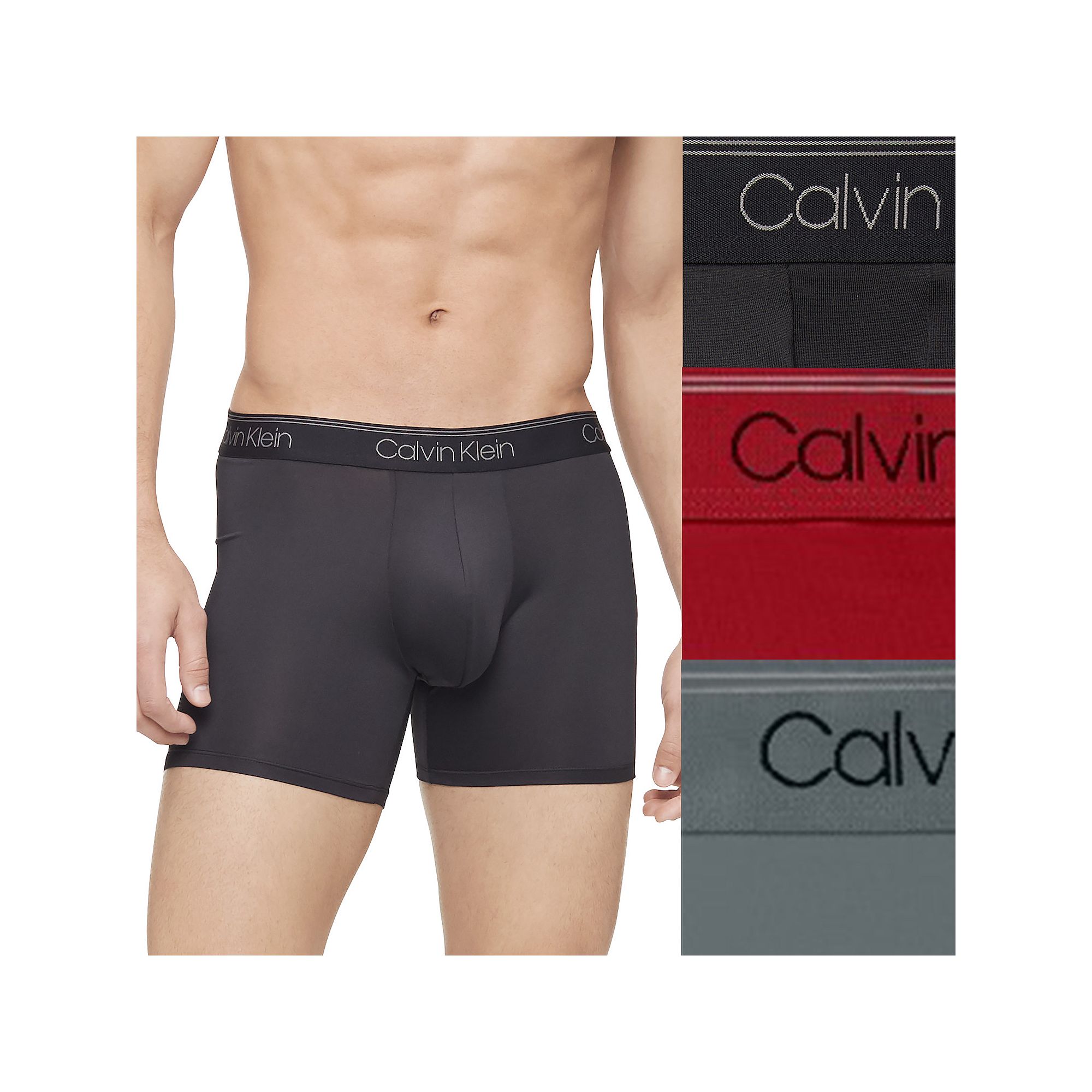 Mens Calvin Klein 3-Pack Microfiber Stretch Boxer Briefs, Size: 2XL, Black