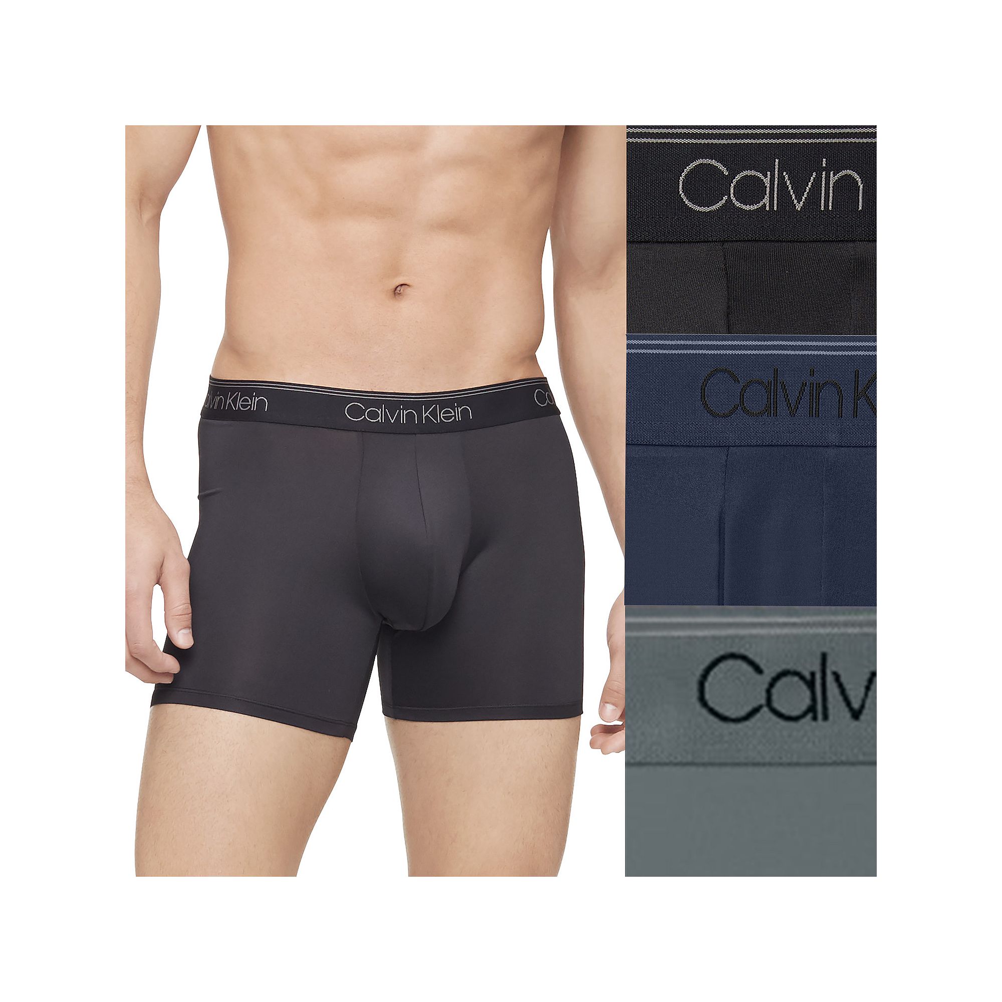Mens Calvin Klein 3-Pack Microfiber Stretch Boxer Briefs, Size: Small, Bla