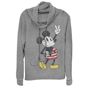 Juniors' Disney Mickey Mouse Cowlneck Graphic Lightweight Long Sleeve