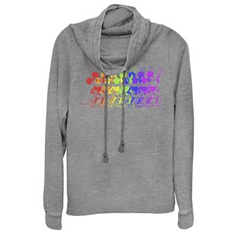 Juniors' Disney Mickey Mouse Psychedelic Peace Cowlneck Graphic Lightweight Long Sleeve