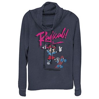 Juniors' Disney Mickey Mouse "Radical" Cowlneck Graphic Lightweight Long Sleeve