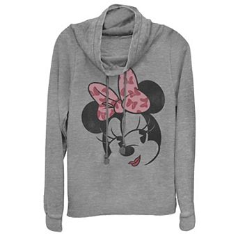 Disney's Mickey And Friends Juniors' Minnie Mouse Cowlneck Graphic Lightweight Long Sleeve