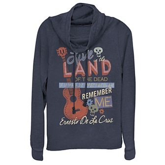 Disney / Pixar's Coco Land Of The Dead Juniors' Cowlneck Graphic Lightweight Long Sleeve