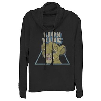 Disney's The Lion King Simba Retro Juniors' Cowlneck Graphic Lightweight Long Sleeve