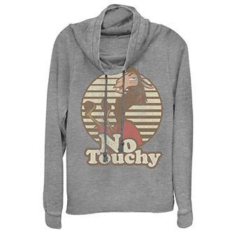 Disney's Emperor's New Groove Kuzco Llama No Touchy Juniors' Cowlneck Graphic Lightweight Long Sleeve