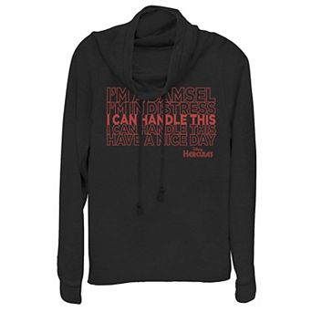 Disney's Hercules Damsel In Distress Juniors' Cowlneck Graphic Lightweight Long Sleeve