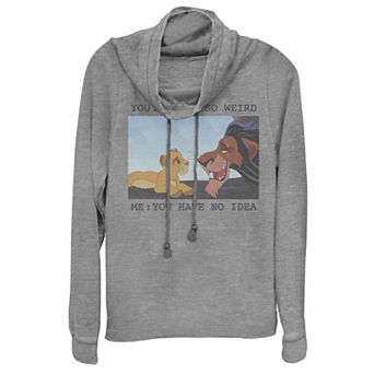 Disney's The Lion King Simba & Scar Meme Juniors' Cowlneck Graphic Lightweight Long Sleeve