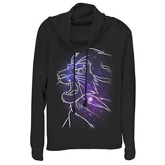 Disney's The Lion King Mufasa Galaxies Juniors' Cowlneck Graphic Lightweight Long Sleeve