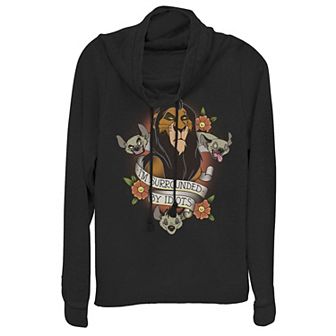 Disney's The Lion King Scar "Surrounded By Idiots" Juniors' Cowlneck Graphic Lightweight Long Sleeve