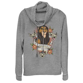 Disney's The Lion King Scar "Surrounded By Idiots" Juniors' Cowlneck Graphic Lightweight Long Sleeve