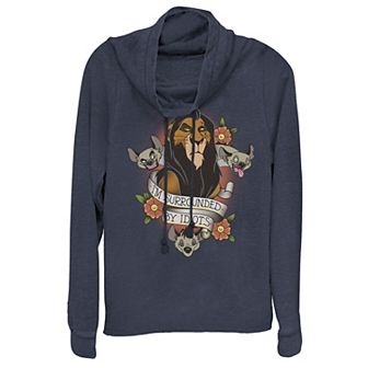 Disney's The Lion King Scar "Surrounded By Idiots" Juniors' Cowlneck Graphic Lightweight Long Sleeve