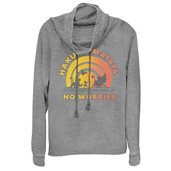 Disney's Lion King Juniors' No Worries Cowlneck Graphic Lightweight Long Sleeve