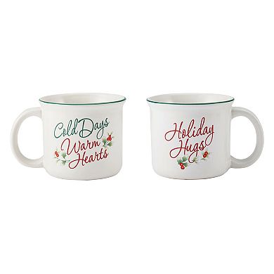 Pfaltzgraff Winterberry 2-pc. Warm Hearts / Holiday Hugs Mug Set