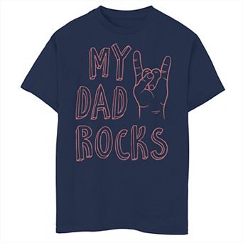 Boys 8-20 My Dad ROCKS White Text Kid's Fathers Day Graphic Tee