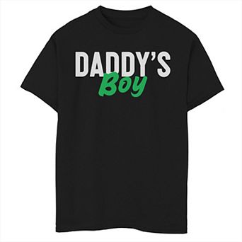 Boys 8-20 Daddy's Boy Green Text Kid's Father's Day Graphic Tee