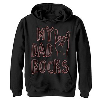 Boys 8-20 My Dad ROCKS White Text Kid's Fathers Day Hoodie
