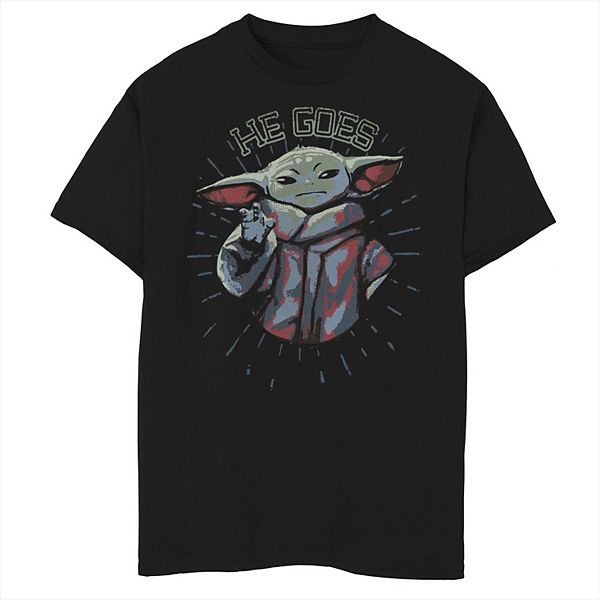 Boys 8-20 Star Wars The Mandalorian He Goes Grogu Portrait Graphic Tee