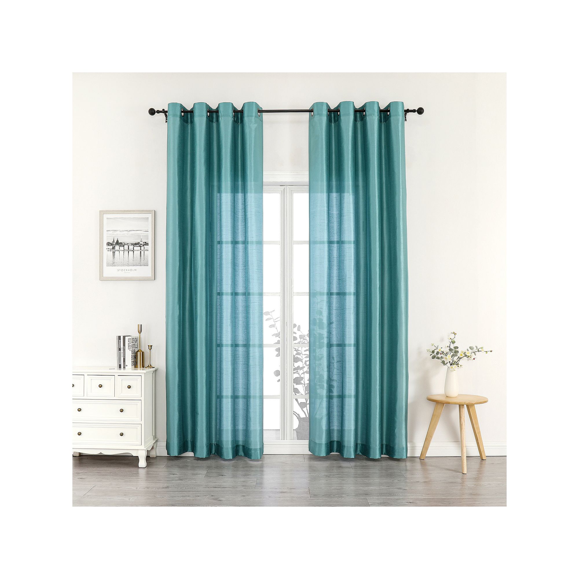 Artisan 1-Panel Light Filtering Window Curtain, Blue