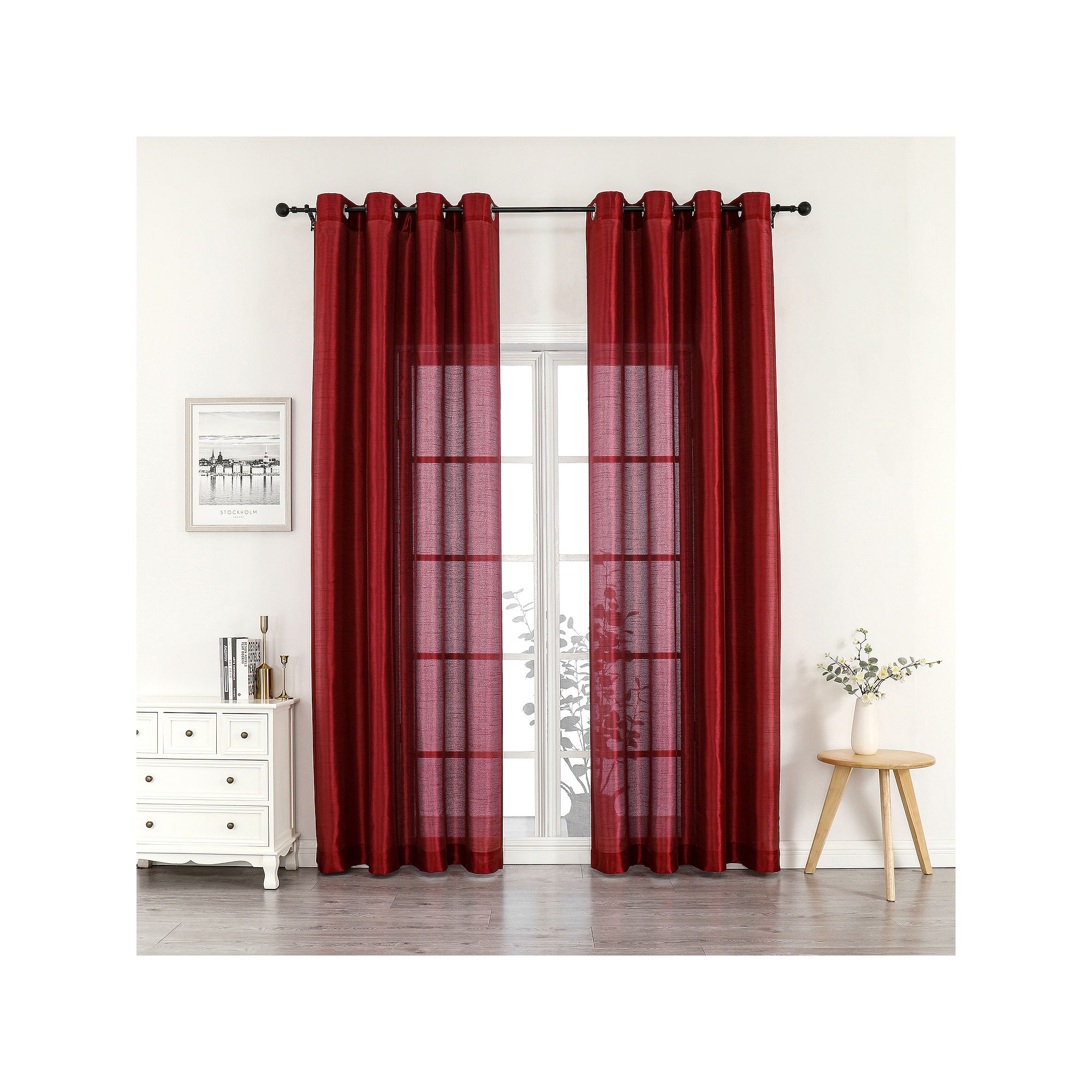 Artisan 1-Panel Light Filtering Window Curtain, Red