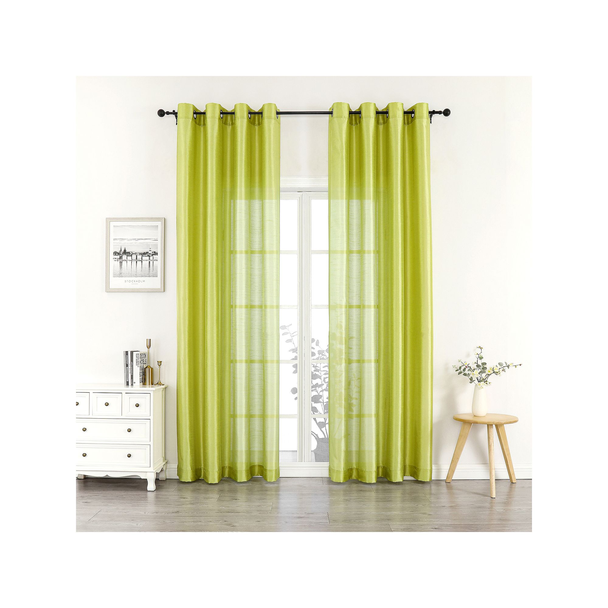 Artisan 1-Panel Light Filtering Window Curtain, Green