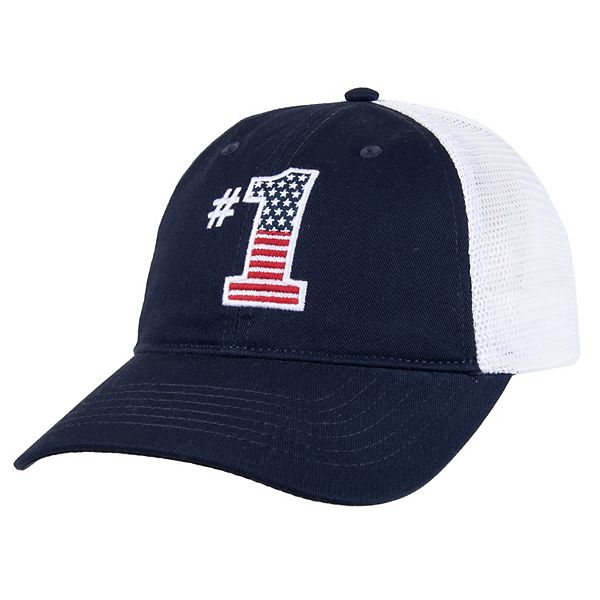 Men's Wembley # 1 American Flag Mesh Back Baseball Cap