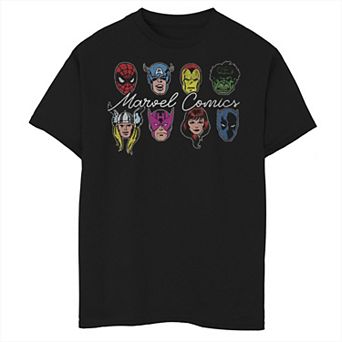 Boys 8-20 Marvel Comics Retro Heroes Headshot Stack Tee