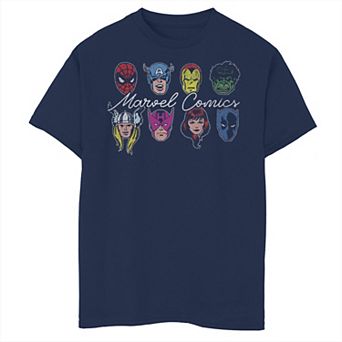 Boys 8-20 Marvel Comics Retro Heroes Headshot Stack Tee