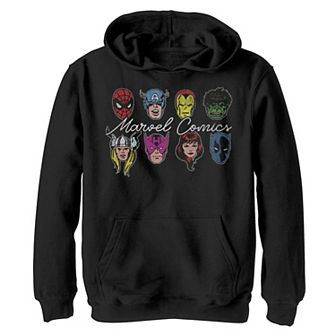 Boys 8-20 Marvel Comics Retro Heroes Headshot Stack Hoodie