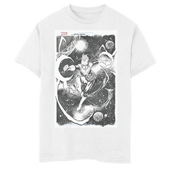 Boys 8-20 Marvel Captain Marvel Comic Cover Sketch Tee