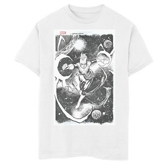 Boys 6-20 Marvel Captain Marvel Comic Cover Sketch Tee