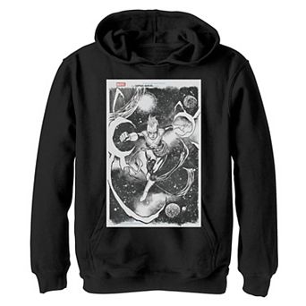 Boys 8-20 Marvel Captain Marvel Comic Cover Sketch Hoodie