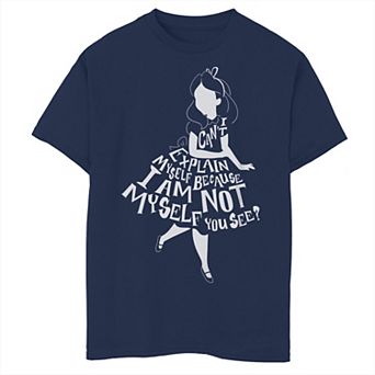 Disney's Alice In Wonderland Boys 6-20 I Can't Explain Myself Text Fill Graphic Tee