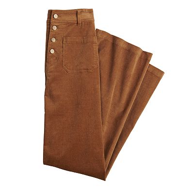 Juniors' SO® Exposed Button Corduroy Wide Leg Pants